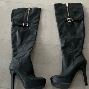 BCBG size 6 black thigh high leather boots